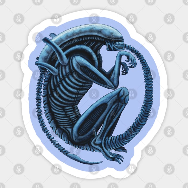 Sleeping Xenomorph (scale: 66%) Sticker by SPACE ART & NATURE SHIRTS 